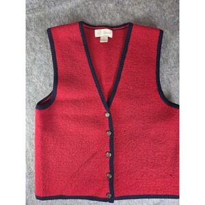 Vintage ID Classics 100% Wool Red Vest Size Medium